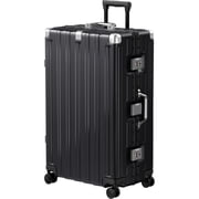 Checked Luggage Aluminum Frame Suitcase with Wheels PC ABS Hardside Zipperless with TSA Lock 28 Inch Black