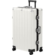 Checked Luggage Aluminum Frame Suitcase with Wheels PC ABS Hardside Zipperless with TSA Lock 28 Inch White