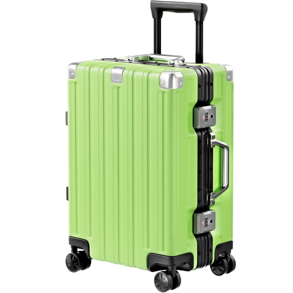Carry on Luggage Aluminum Frame Suitcase with Wheels PC ABS Hardside Zipperless with TSA Lock 20 Inch Green