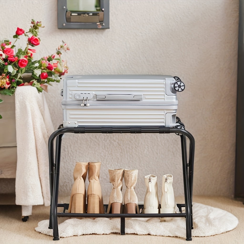Luggage Rack with Fabric Storage Shelf, Suitcase Stands, Luggage Stand ...