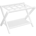 thumbnail image 1 of Luggage Rack, Folding Suitcase Stand with Storage Shelf, Heavy-Duty Luggage Holder for Guest Room Bedroom Hotel, Holds up to 141 lb, White, 1 of 16