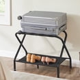 thumbnail image 1 of Luggage Rack with Fabric Storage Shelf Suitcasa Stand for Guest Room Bedroom Holds up to 110 lb Black, 1 of 7