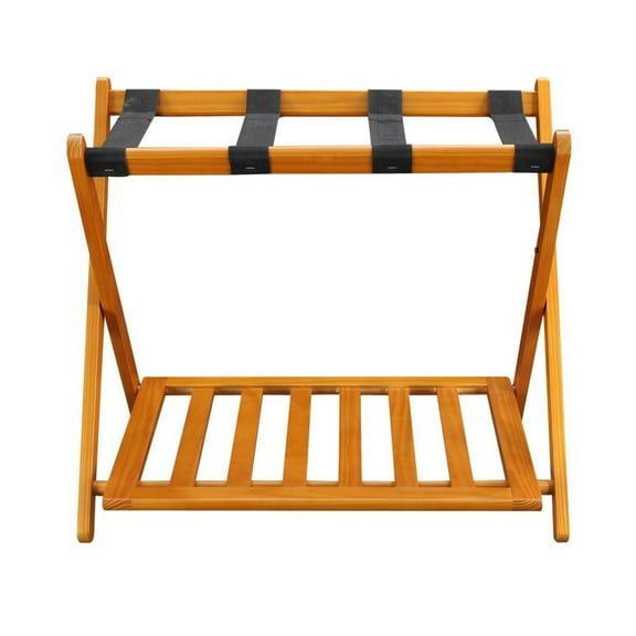 Luggage Rack with Shelf - Honey Oak