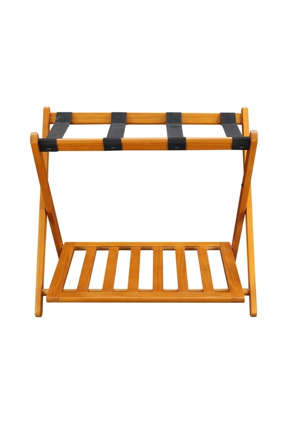 Luggage Rack with Shelf - Honey Oak