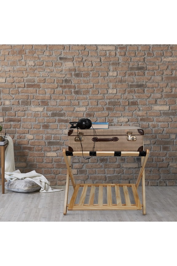 Luggage Rack with Shelf-Natural