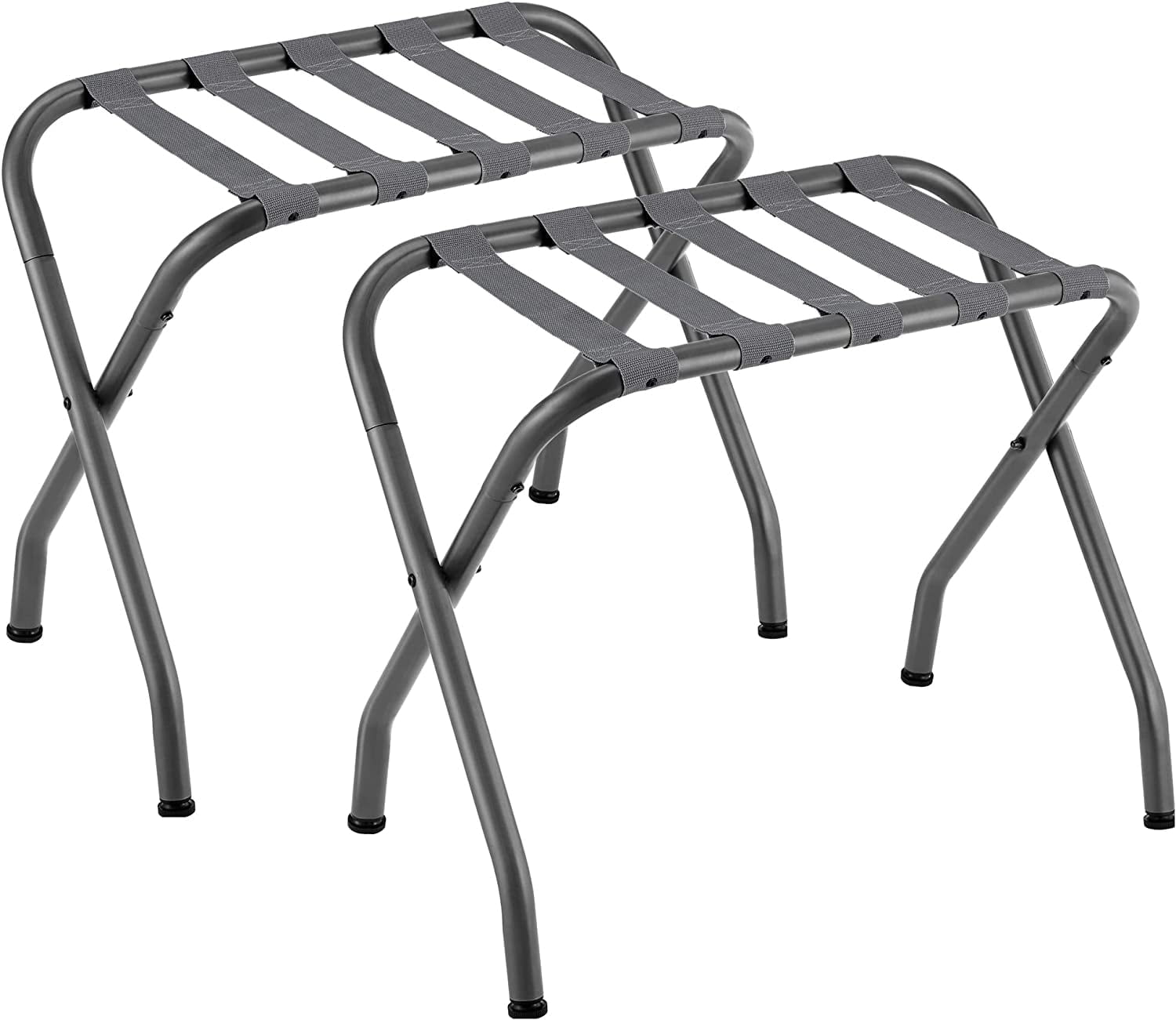 Gray Foldable Steel Luggage Rack Set with Nylon Straps