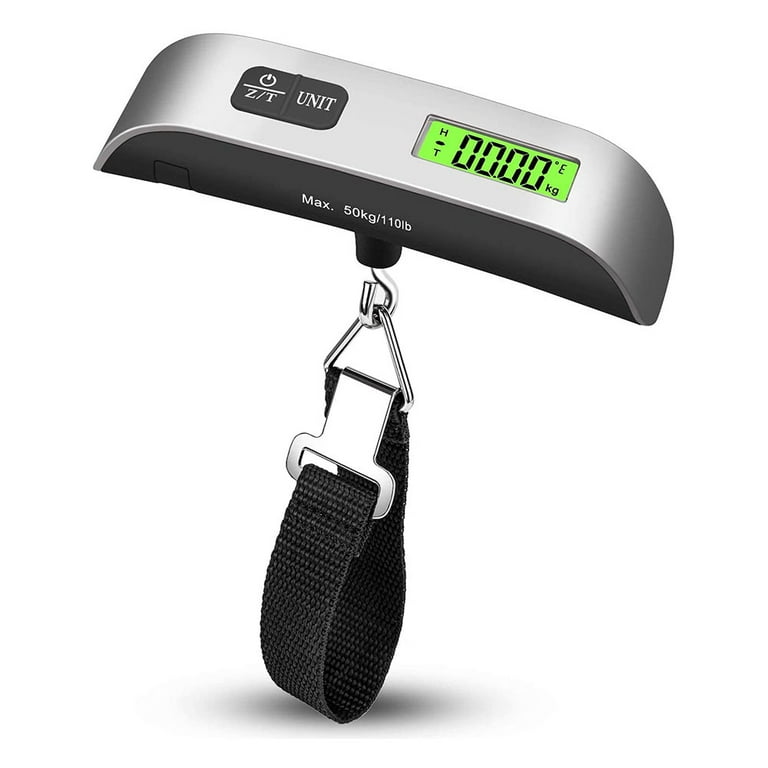 Luggage Scale, Portable Digital Hanging Baggage Scale for Travel, Suitcase  Weight Scale , 50KG, Battery Included - Silver 