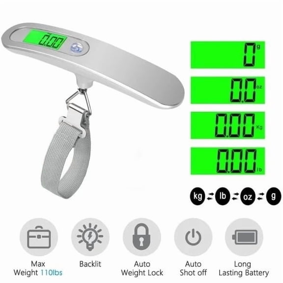 Luggage Scale, Portable Digital Hanging Baggage Scale for Travel, Suitcase Weight Scale with Rubber Paint, 50kg