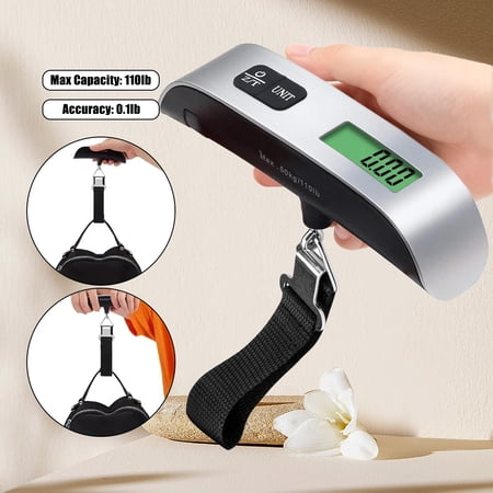 Luggage Scale Travel Digital,110lb Portable Suitcase Weight Scale,Luggage Weight Scale with Backlit LED Display,Hanging Baggage Scale for Luggage,Backpacks,Packages