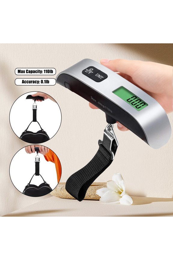 Luggage Scale Travel Digital,110lb Portable Suitcase Weight Scale,Luggage Weight Scale with Backlit LED Display,Hanging Baggage Scale for Luggage,Backpacks,Packages