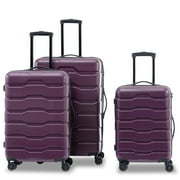 Luggage Set, 3 Pcs Expandable ABS Hardshell Suitcase Luggage Set with Spinner Wheels TSA Lock for Travel Business, 20"24"28", Deep Purple