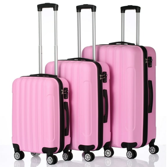 Luggage Set 3 Piece with Spinner Wheels and TSA Lock, 3-in-1 Multifunctional Large Capacity Suitcase Set, Lightweight Travel Luggage for Men, Women, 20"24"28" Inch, Pink