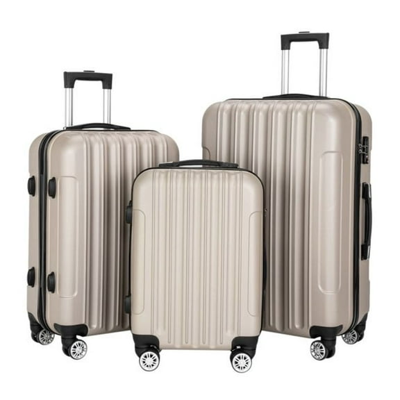 Luggage Set 3-in-1, Large Capacity Suitcase with Spinner Wheels, Champagne - Travel Carry On & Storage Organizer