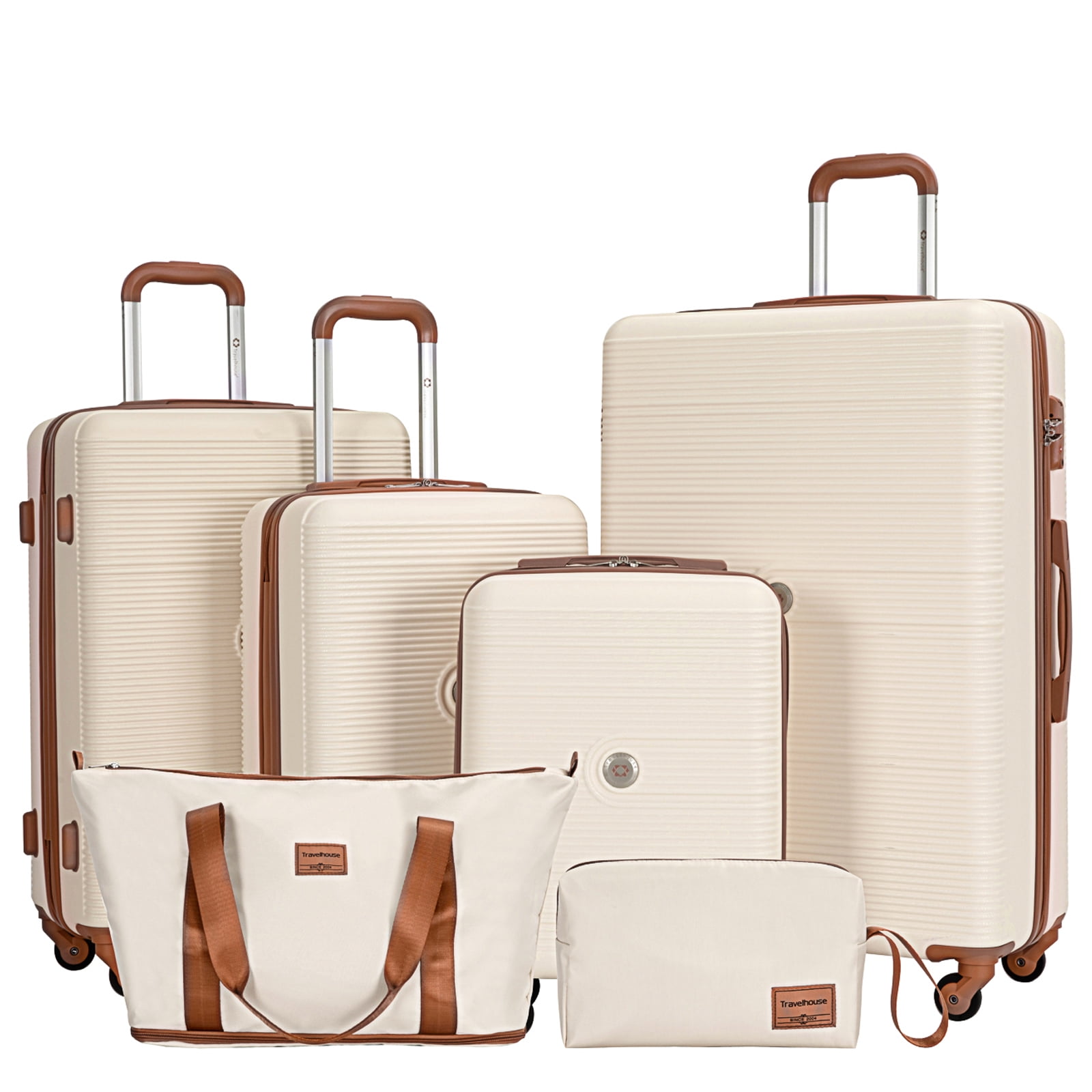 Travelhouse 6 Piece Hardshell Luggage Set Hardside Lightweight Suitcase with TSA Lock Spinner Wheels.(White) - Walmart.com