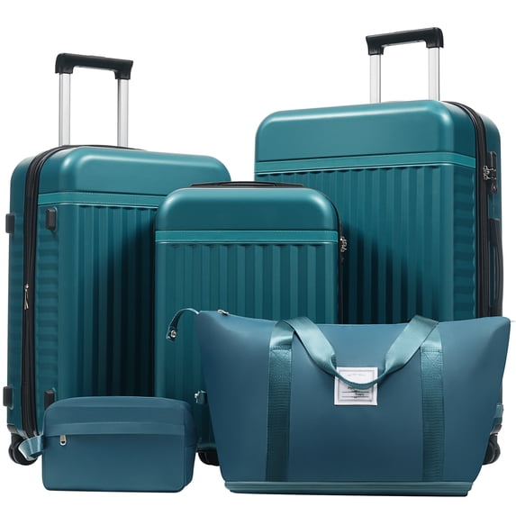 Luggage Set 5 Piece, Hardside Carry on Suitcase, Expandable Luggage with Travel Bags Spinner Wheels TSA Lock