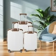 thumbnail image 1 of Luggage Set, ABS Suitcase, 3PCS Lightweight Durable Travel Luggage Set with 20 Inch Carry-On, 24 Inch, 28 Inch Checked Suitcases, White Textured Finish, 4 Silent Wheels, TSA Locks, Telescopic Handles, 1 of 6