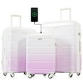thumbnail image 1 of Luggage Set of 3, 20-Inch with USB Port, Luggage with Cup Holder& Pothook, ABS+PC Hard Shell Luggage with Spinner Wheels, Purple Gradient, 1 of 9