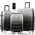 thumbnail image 1 of Luggage Set of 3, 20-inch with USB Port, Airline Certified Carry-on Luggage , ABS+PC Hard Shell Luggage with Spinner Wheels,black, 1 of 9