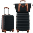 thumbnail image 1 of Luggage Sets,2-Piece Lightweight Suitcase Set with Bag and TSA Lock, Hardshell Suitcases with Spinner Wheels, (20" + 24" ),Black+Brown, 1 of 7