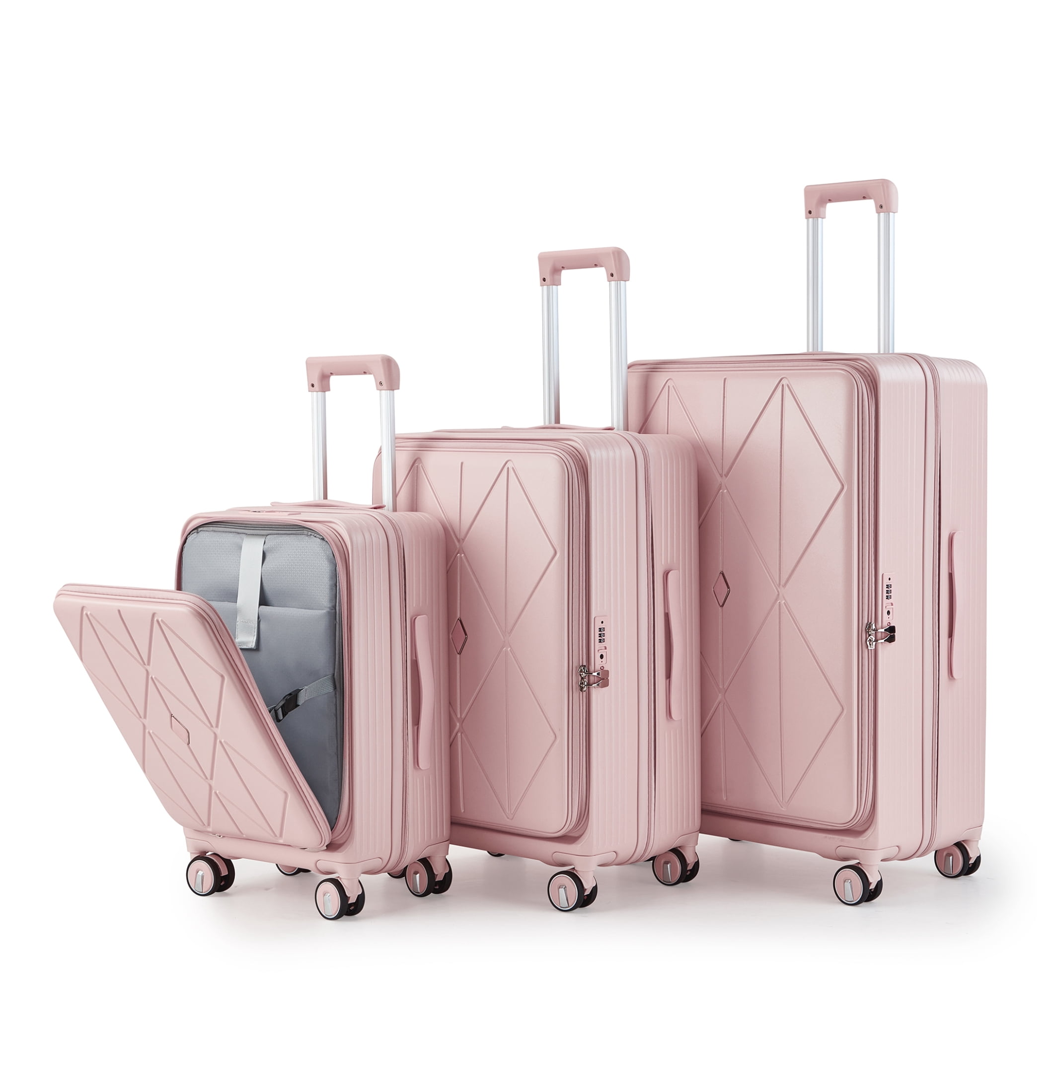 Luggage Sets 3 Piece(20/24/28), Expandable Carry On Luggage with TSA Lock Airline Approved, 100% PC Hard Shell and Lightweight Suitcase with Front Pocket and Spinner Wheels