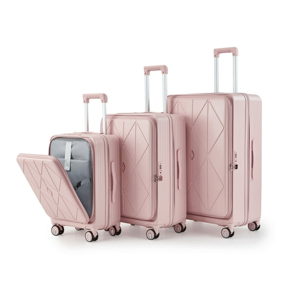 Luggage Sets 3 Piece(20/24/28), Expandable Carry On Luggage with TSA Lock Airline Approved, 100% PC Hard Shell and Lightweight Suitcase with Front Pocket and Spinner Wheels