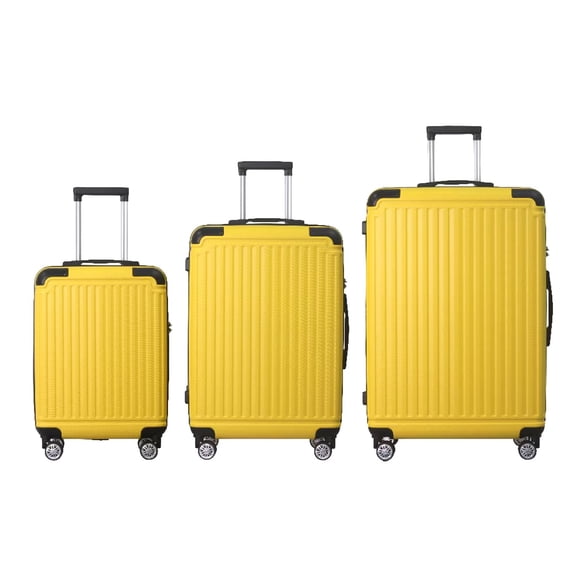 Luggage Sets 3 Piece (20/24/28 inch)-Carry On Suitcase-Suitcase With Wheels-PC+ABS - Hardside Spinner Travel Luggage (Yellow, 3 Pcs Set)