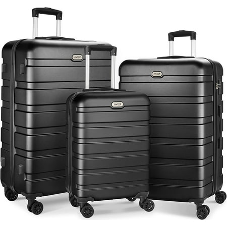 Luggage Sets 3 Piece AnyZip PC ABS Hardside Lightweight Suitcase with 4 Universal Wheels TSA Lock Carry On 20 24 28 Inch Black