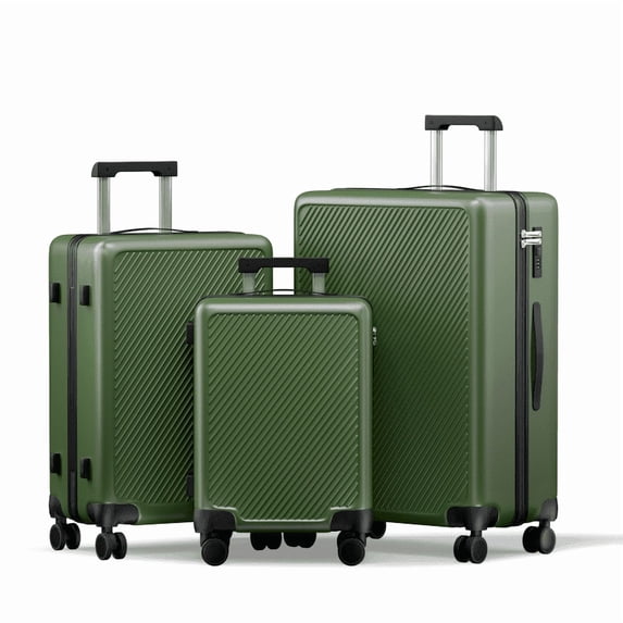 Luggage Sets 3 Piece Carry on Luggage with Spinner Wheels Hardshell Durable Suitcase with TSA Lock 20 24 28 inch Green
