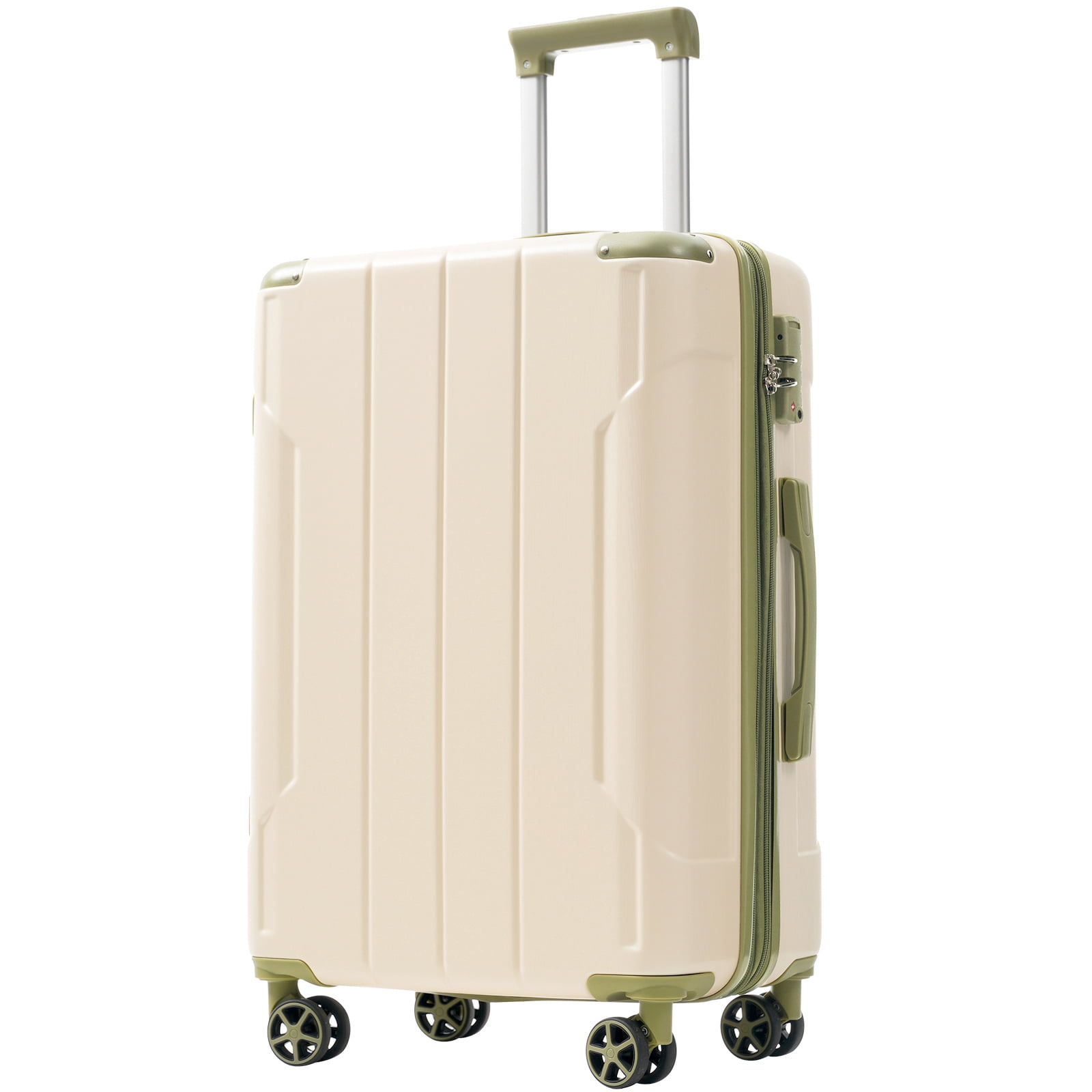 Luggage Sets 3 Piece, Expandable Hardshell ABS Suitcases with Double Spinner Wheels, Travel Luggage Set with TSA Lock (20/24/28inch, White+Green)