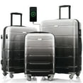 thumbnail image 1 of Tyethy Luggage Sets 3 Piece Hardshell Suitcase Set with 20" Carry-on Luggage with USB Port Spinner Wheels, Black, 1 of 9