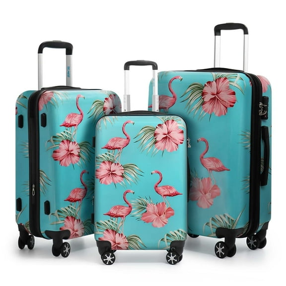 3 Piece Hardside Luggage Set PC Lightweight Expandable Suitcase with Spinner Wheels TSA Lock, 20"/24"/28", Lake Blue, 0028#22