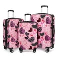 thumbnail image 1 of 3 Piece Hardside Luggage Set PC Lightweight Expandable Suitcase with Spinner Wheels TSA Lock, 20"/24"/28", Pink, 0028#11, 1 of 9