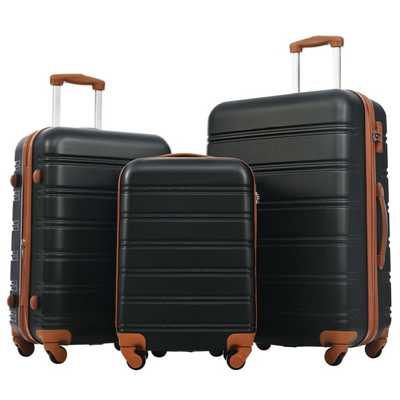 Luggage Sets 3 Piece, Hardside Expandable Suitcase Set with Spinner Wheels, Travel Suitcase, Lightweight Luggage with TSA Lock (Antique Black)