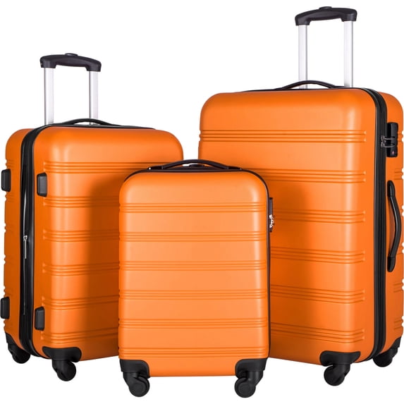 Luggage Sets 3 Piece, Hardside Expandable Ultra Durable PC Lightweight Carry On, Travel Suitcase Set with TSA Lock Spinner Wheels, Orange