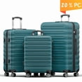 thumbnail image 1 of Luggage Sets 3 Piece Hardside with Spinner Wheels 20%PC ABS Suitcase with TSA Lock 20 24 28 inch Carry on Luggage Green, 1 of 9