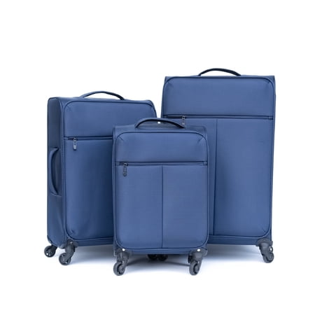 Holaki 3 Piece Luggage Sets with Double Spinner Wheels, Softside Expandable Lightweight Durable Suitcase Sets with TSA Lock, Oxford Cloth Suitcase for Men Women, Blue