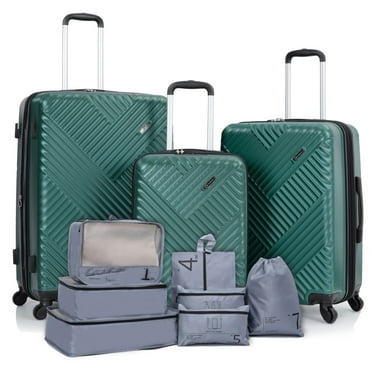 Luggage Sets 3 Piece Travel Suitcase Set with 7PCS Organizer Bags, Green