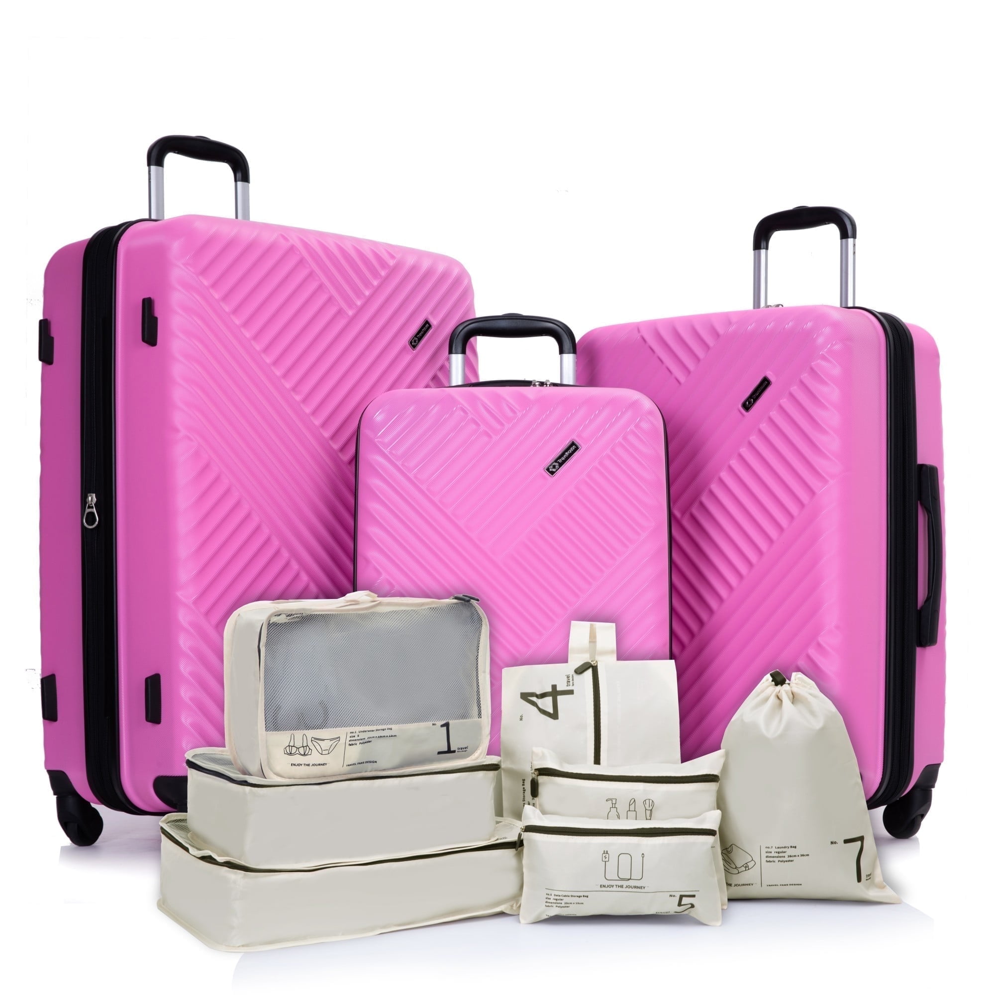 10 Piece Luggage Set Lightweight Suitcase Set with 7PCS Organizer