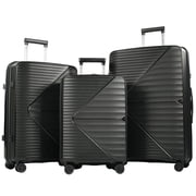 Smicure Luggage Sets 3 Piece with Spinner Wheel, Hardside Suitcase Set with TSA Lock, Lightweight Travel Luggage for Men and Women, Black