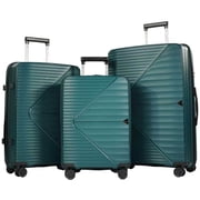 Smicure Luggage Sets 3 Piece with Spinner Wheel, Hardside Suitcase Set with TSA Lock, Lightweight Travel Luggage for Men and Women, Green