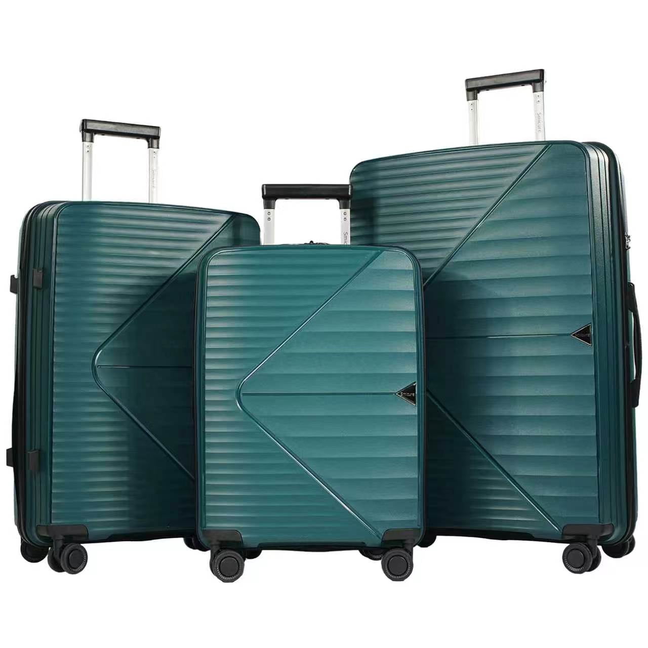 Smicure Luggage Sets 3 Piece with Spinner Wheel, Hardside Suitcase Set with TSA Lock, Lightweight Travel Luggage for Men and Women, Green
