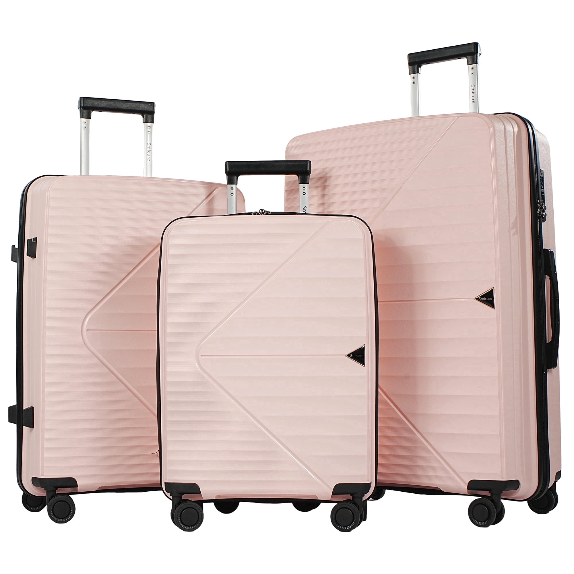 Smicure Luggage Sets 3 Piece with Spinner Wheel, Hardside Suitcase Set with TSA Lock, Lightweight Travel Luggage for Men and Women, Pink