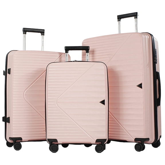 Smicure Luggage Sets 3 Piece with Spinner Wheel, Hardside Suitcase Set with TSA Lock, Lightweight Travel Luggage for Men and Women, Pink