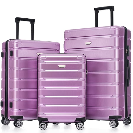 20" Carry on Luggage Set, 24" Hardshell Checked Luggage, 28" Large Travel Suitcase Set with Spinner Wheels for Men Women, Blue