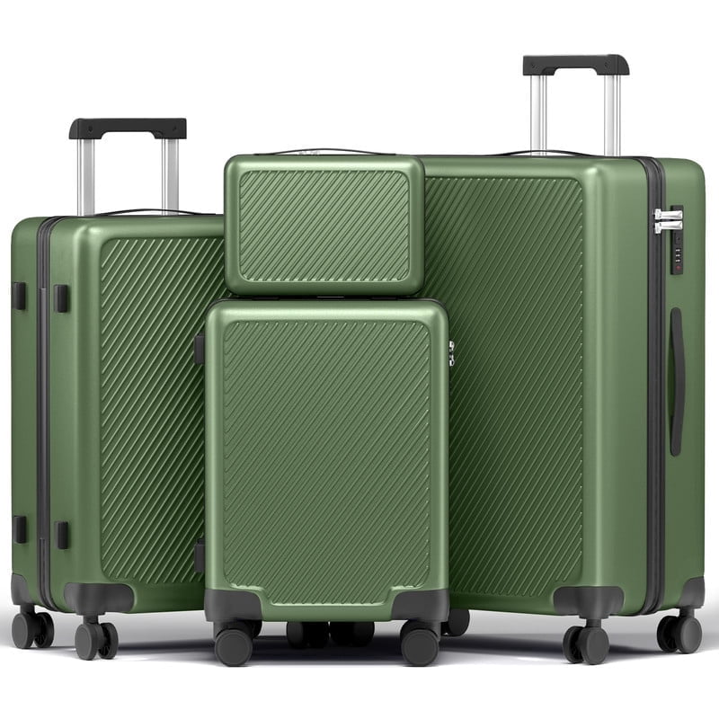 Luggage Sets 4 Piece Carry on Luggage with Spinner Wheels Hardshell Durable Suitcase with TSA Lock 14 20 24 28 inch Green