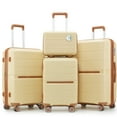 thumbnail image 1 of Luggage Sets 4 Piece, PP Hardside Suitcase Sets with TSA Lock 4 Spinner Wheels, 24" & 28" Expandable Travel Suitcase, 14/20/24/28, Apricot Cream, 1 of 9