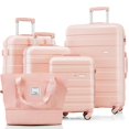 thumbnail image 1 of Luggage Sets 5 Piece with Expandable Travel Bag, Luggage ABS Carry on Suitcase with 360° Spinner Wheels and Adjustable Telescopic Handles, Pink, 16", 20", 24", 28", 1 of 1