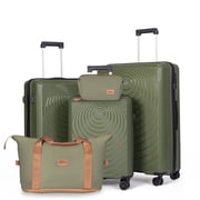 Concepten 5 Piece Lightweight Luggage Set,with TSA Lock and Swivel Wheels, PP Material Anti Fall and Anti Crack Suitcase Set