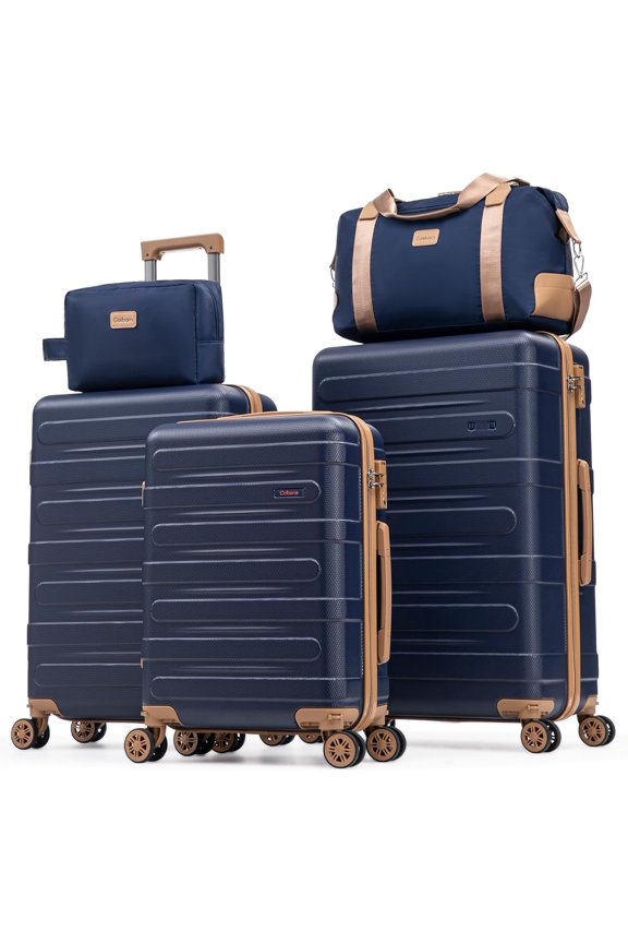 Luggage Sets 5 count Durable Suitcase Set with Spinner Wheels, Hard Shell Carry Luggage with TSA Lock, Large Checked Travel Suitcases for Men and Women