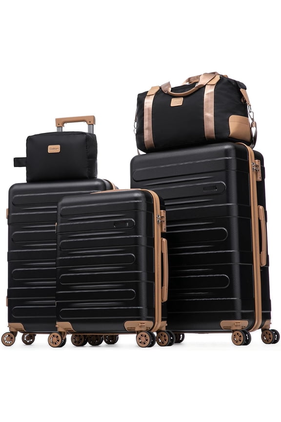 Luggage Sets 5 count Durable Suitcase Set with Spinner Wheels, Hard Shell Carry Luggage with TSA Lock, Large Checked Travel Suitcases for Men and Women